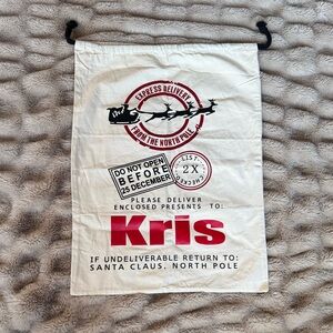 Santa Claus Kris Kringle’s Large 100% Natural Cotton Bag